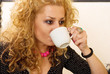 Drinking coffee