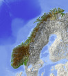 Shaded relief map of Norway