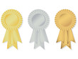 Gold silver and bronze rosettes