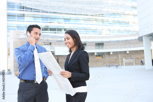 Man and Woman Business Team at Office Building