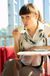 woman drinking hot coffee