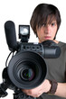 Cameraman, isolated on white background