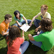 Five teens with bible