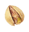 extreme closeup of pistachio nut on white background