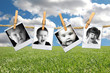 Many Expressions of a Young Toddler Child In Polaroid Film