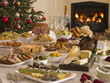 Buffet Lunch Christmas Tree and Log Fire