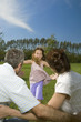 Daughter running into family's arms