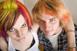 Foto: Young Couple with Bright Colored Hair Embrace Young Couple with Bright Colored Hair Embrace