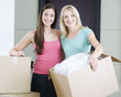 A mother and daughter moving into a new home