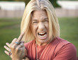 Rock and Roll Guy with his Middle Finger Extended