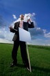 Business Man with a Sign