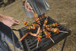 Couple grilling out