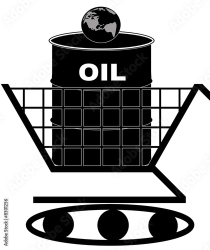 oil barrel icon. oil barrel in shopping cart