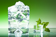 Glass of water with a sprig of mint