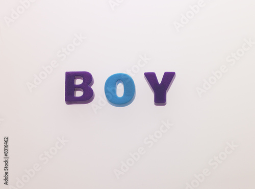Photo: Word BOY made from magnetic letters Word BOY made from magnetic letters