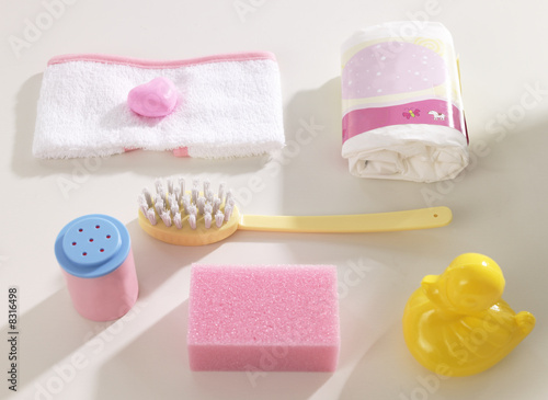 Photo: Close-up of toiletries with a rubber duck Close-up of toiletries with a rubber duck