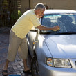 Man washing a car