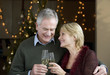 A senior couple drinking champagne