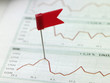 View of red flag marking peak of graph
