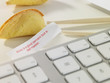 Chinese fortune cookie on desk