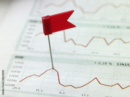 Photo: View of red flag marking peak of graph View of red flag marking peak of graph