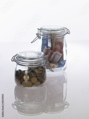Photo: Euro money stash in jars Euro money stash in jars