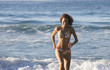 A woman running on the beach