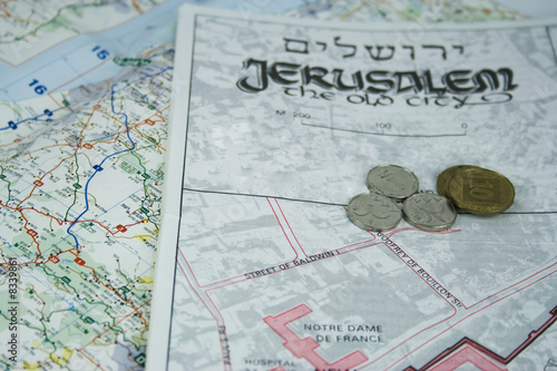 jerusalem map and coins