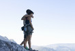 Two climbers at the top