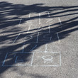 Hopscotch game chalked on the playground