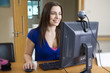 A teenage girl using a computer