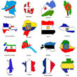 world flag map sketches collection 04