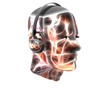 3D men textured face with headphone