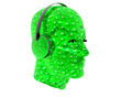 3D men textured face with headphone