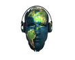 3D men textured face with headphone