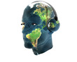 3D men textured face with headphone