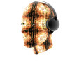 3D men textured face with headphone