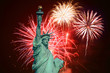 The statue of Liberty and July 4th fireworks illustration