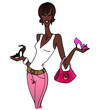 ragazza di colore che sceglie scarpe