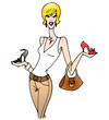 ragazza che sceglie  delle scarpe