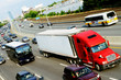 Red truck in the highway