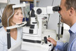 Optometrist in exam room