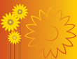 Sunflowers on a orange-yellow gradient background