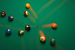 Balls on a pool (billard) table during play