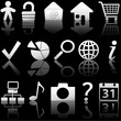 Web Gray Icons with Relections on Black Set 1