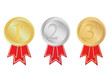 Gold silver and bronze rosettes