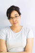 Woman wearing glasses, making a face Woman wearing glasses, making a face