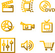 Video icons, gold contour series
