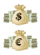 full sack with euro and dollar money full sack with euro and dollar money