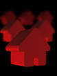 A group of houses on a black background